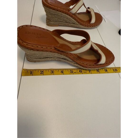 Born Drilles Camel & Ecru Lthr & Jute Wedge Sandals Sz9/9.5 NWOB Classic/Summer - Picture 11 of 14